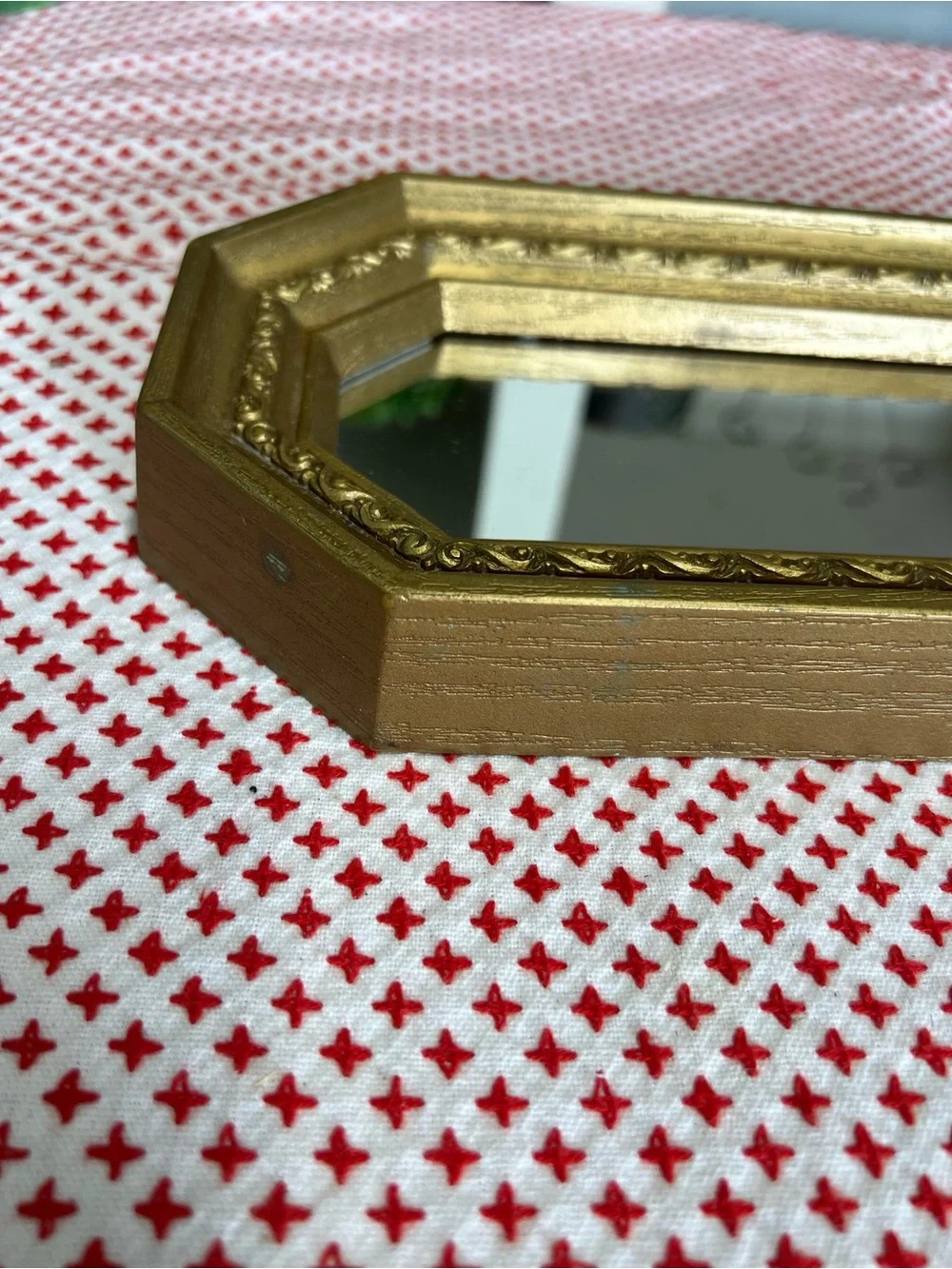 Vintage home interior gold resin mirror oblong wall decor grandma core regency
